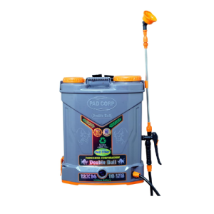 Versatile 18L sprayer with 12V x 14AH Li-ion battery, double motors, and 2AH charger for agriculture, gardening, and pest control.
